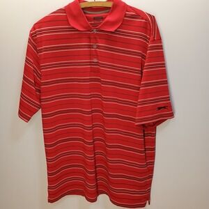 Slazenger Polo Shirt Men's LARGE Red Striped Golf Sport Performance Athlete